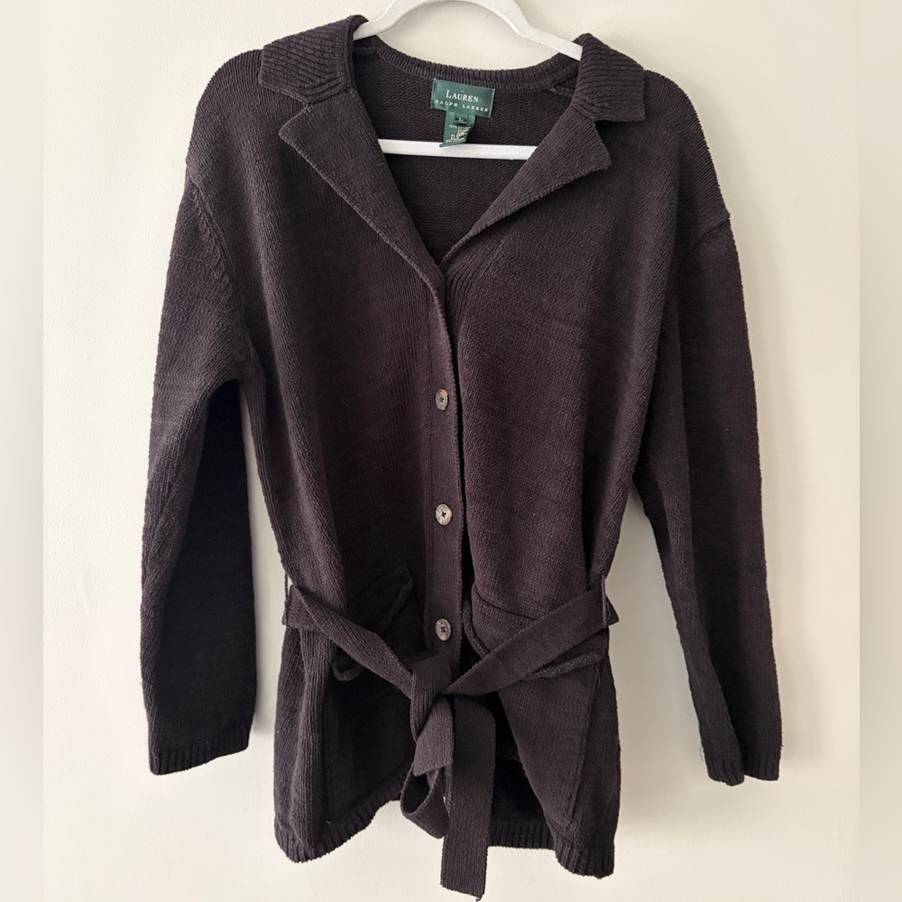Lauren Ralph Lauren Black Belted Cardigan